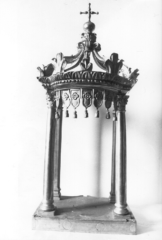 tronetto per esposizione eucaristica - a tempietto - ambito romano (seconda metà sec. XIX)