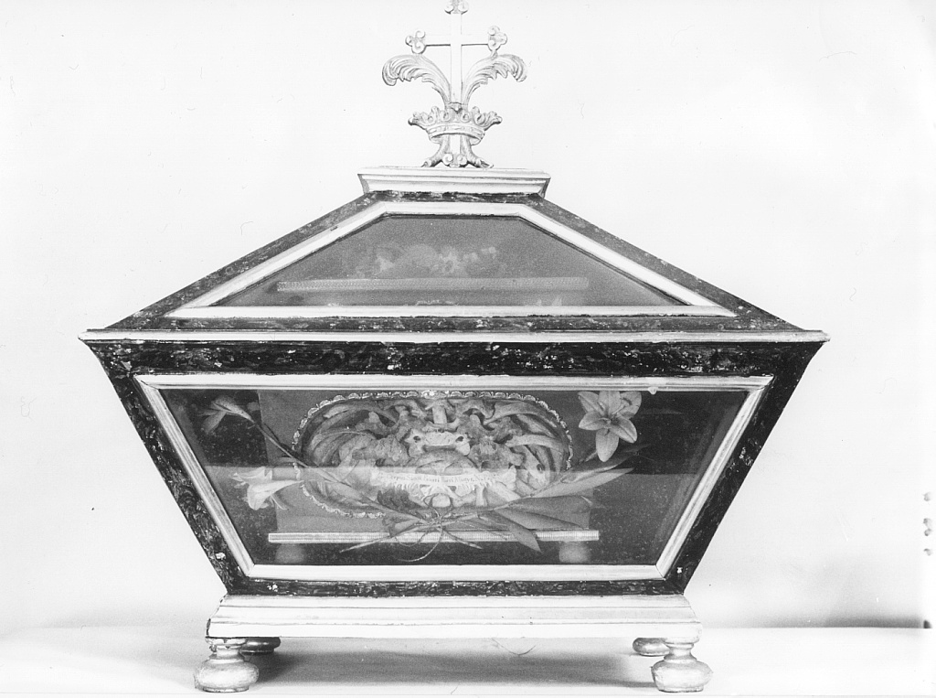 reliquiario a teca - a urna - ambito romano (fine sec. XVIII)