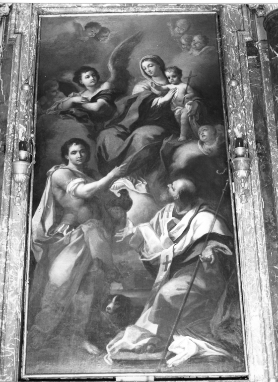 Madonna con Bambino, San Giuliano e San Nicola di Bari (dipinto) di Maratta Carlo (scuola) (sec. XVIII)