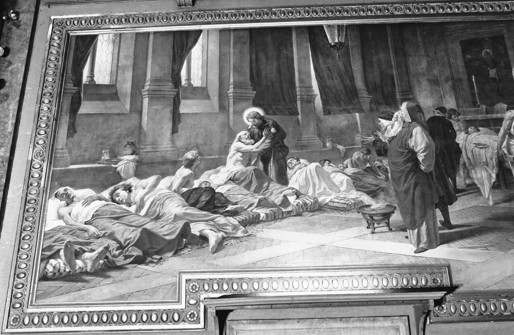 San Rocco visita gli appestati (dipinto) di Mariani Cesare (sec. XIX)
