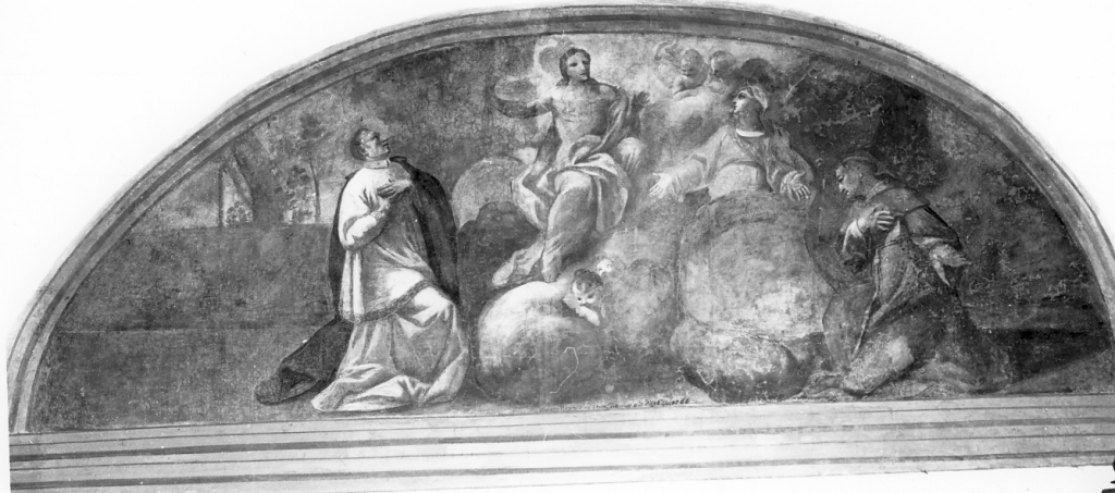 preghiera della Madonna a Cristo per salvare la Chiesa e affidarla a San Domenico (dipinto) di Casali Andrea (sec. XVIII)