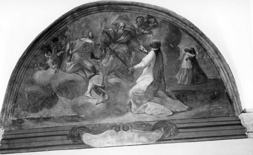 San Pietro e San Paolo appaiono a San Domenico e gli affidano il Vangelo e il bastone (dipinto) di Casali Andrea (sec. XVIII)