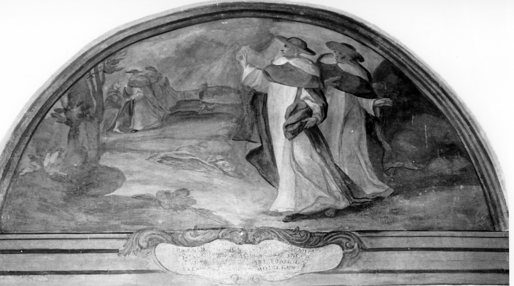 due domenicani donano il loro pane a un povero (dipinto) di Casali Andrea (sec. XVIII)