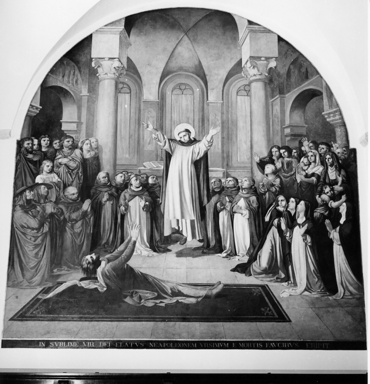San Domenico resuscita Napoleone Orsini caduto da cavallo (dipinto) di Besson Giacinto (sec. XIX)