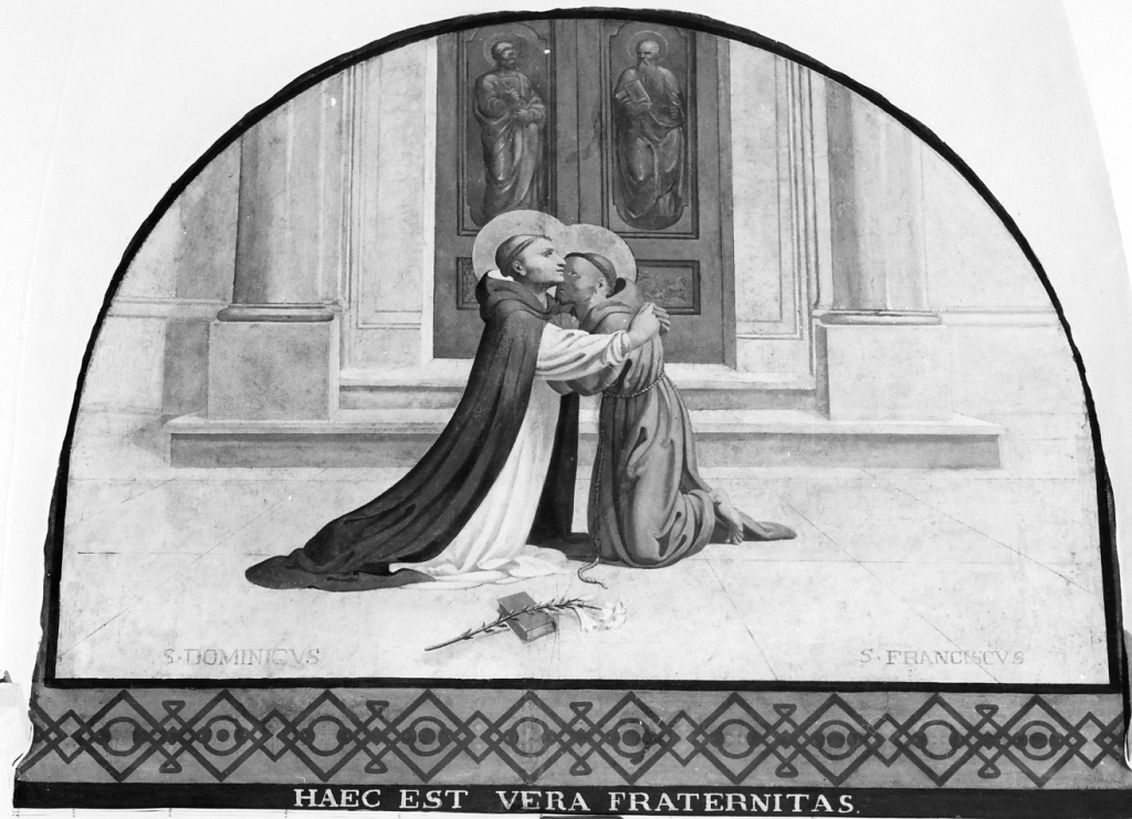 San Domenico abbraccia San Francesco (dipinto) di Besson Giacinto (sec. XIX)