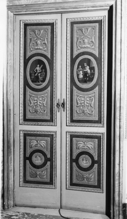 decorazione a racemi, riquadri con draghi e musicanti (porta) di Kuntz Taddeo (sec. XVIII)