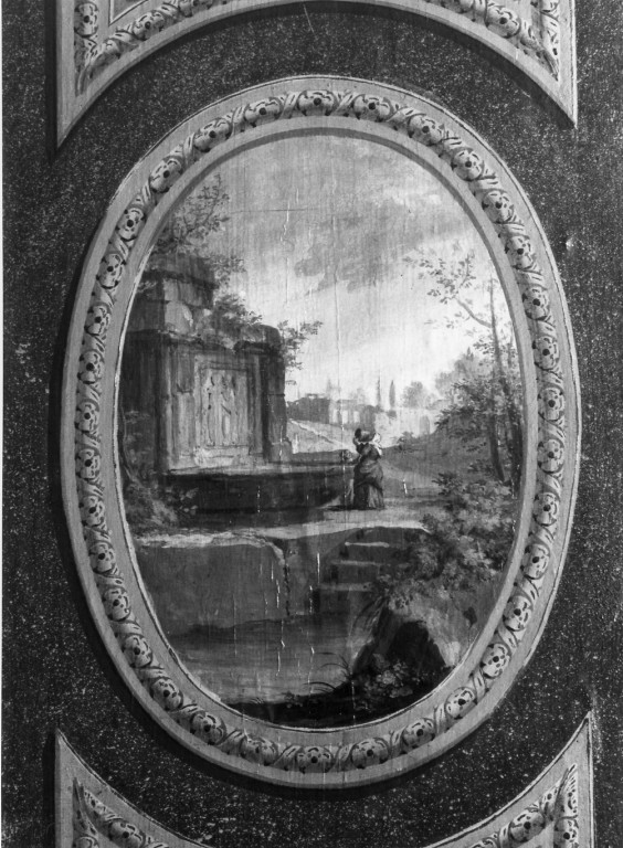 Veduta con fontana (porta) - ambito romano (sec. XVIII)