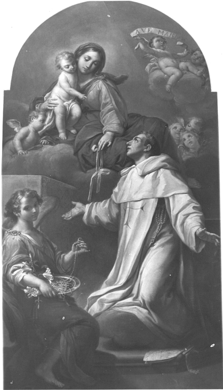 Madonna con Bambino e San Simone di Roxas e angeli (dipinto) di Preciado de la Vega Francisco (seconda metà sec. XVIII)