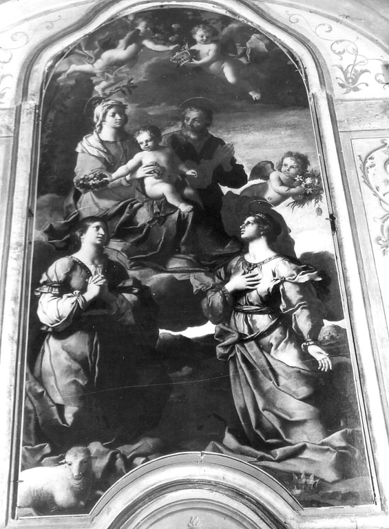 Sacra Famiglia e Sante (dipinto) di Cerrini Gian Domenico (sec. XVII)