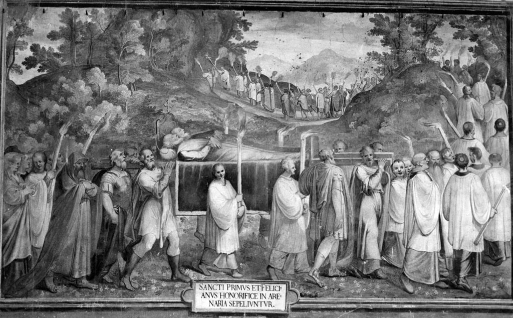 Sepoltura dei santi Primo e Feliciano (dipinto) di Tempesta Antonio (sec. XVI)
