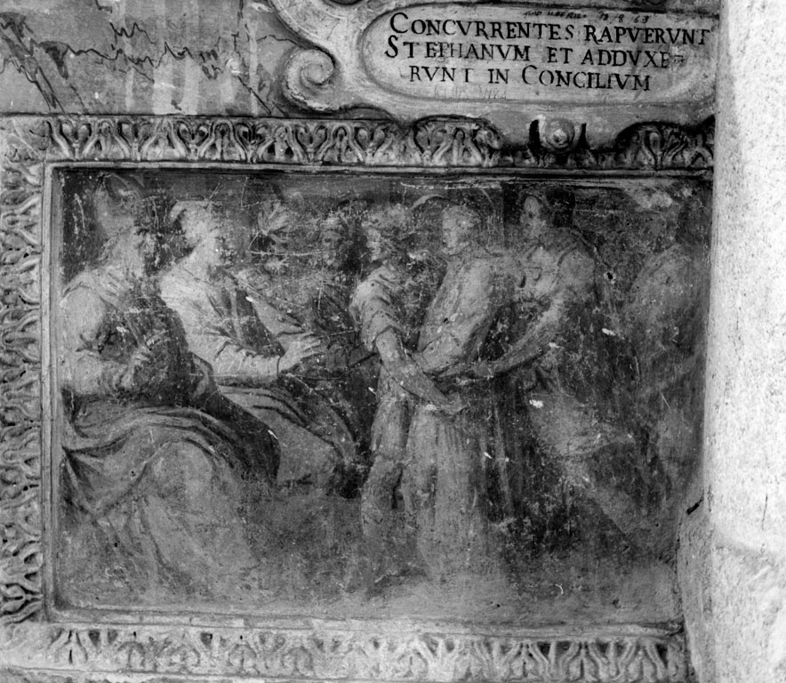 S. Stefano davanti al Sinedrio (dipinto) di Circignani Niccolò detto Pomarancio (sec. XVI)