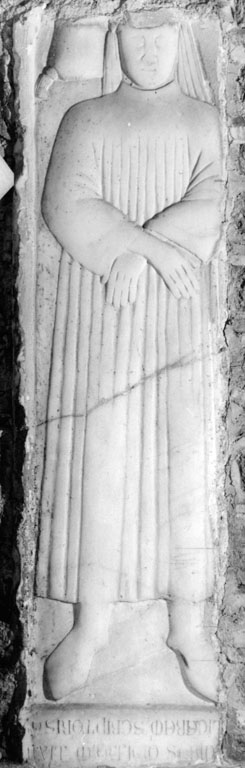 ritratto di notaio (lastra tombale, frammento) - bottega romana (sec. XV)