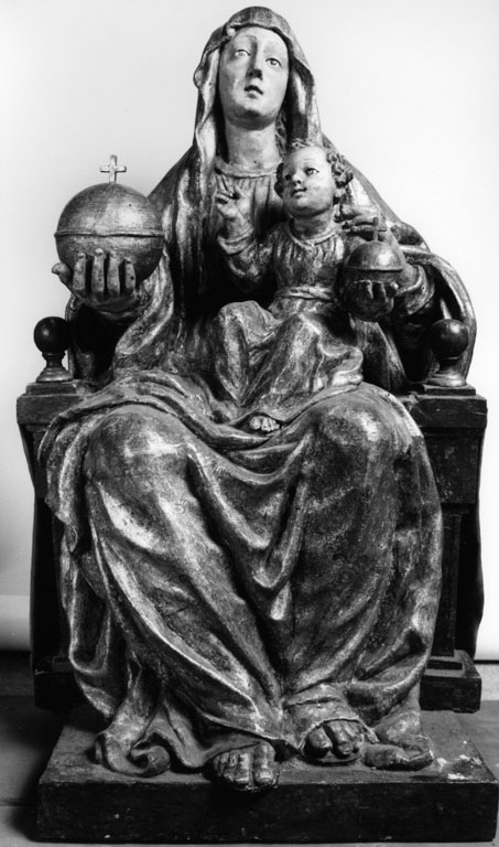 Madonna con Bambino in trono (gruppo scultoreo) - bottega tedesca (prima metà sec. XVI)