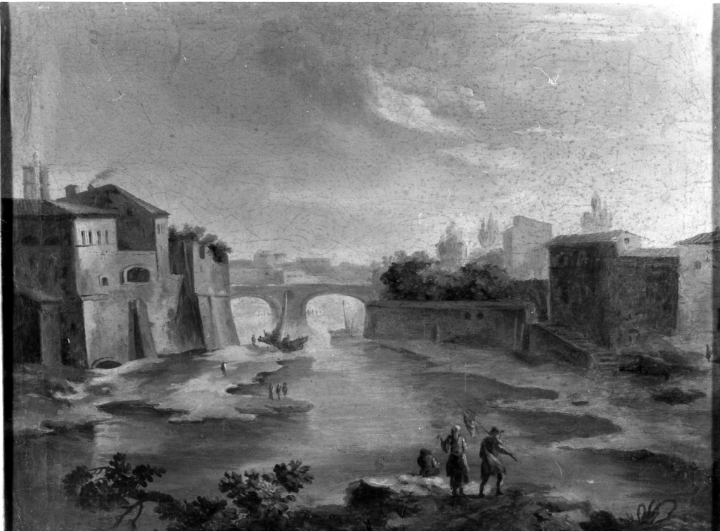 Isola Tiberina (dipinto) di Bartolini Pietro (fine/inizio secc. XIX/ XX)