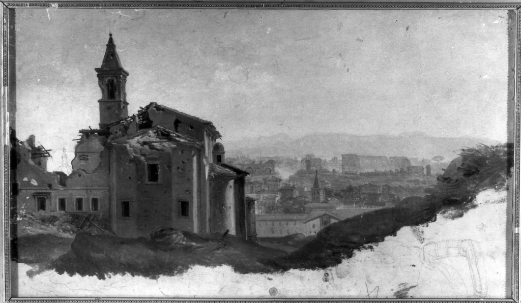 San Pietro in Montorio dopo l'assedio (dipinto) di Faure Giovanni (metà sec. XIX)