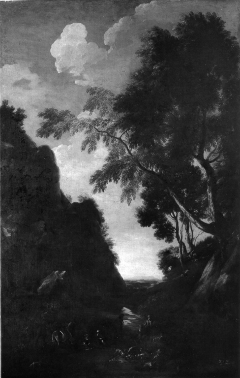 paesaggio con cacciatori (dipinto) di Dughet Gaspard detto Pussino (prima metà sec. XVII)