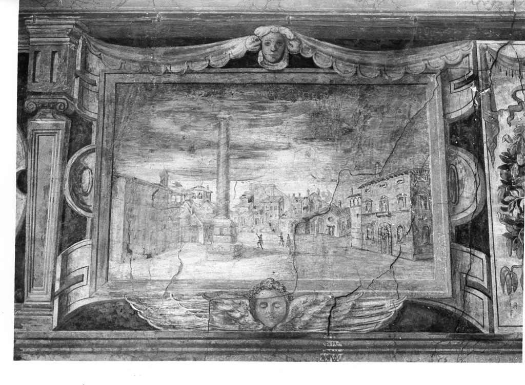piazza con colonna Antonina (dipinto, ciclo) di Perillo Ercole (attribuito) (fine sec. XVI)