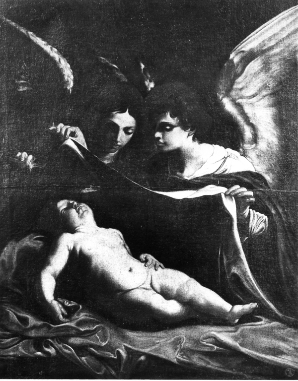 Gesù Bambino dormiente vegliato da due angeli (dipinto, opera isolata) di Galli Giovanni Antonio detto Spadino (attribuito) (prima metà sec. XVII)