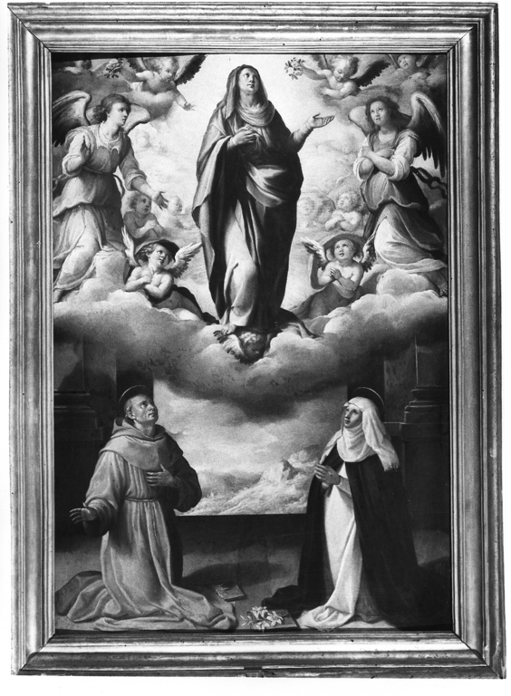 apparizione della Madonna a Santa Caterina e a San Bernardo da Chiaravalle (dipinto, opera isolata) - ambito Italia centrale (seconda metà sec. XVI)