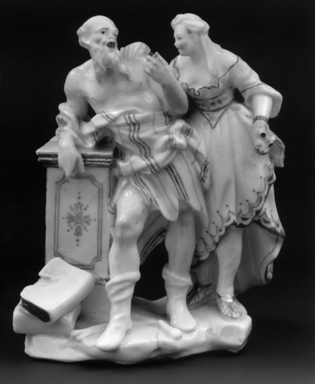 Socrate e Santippe (statuetta) di Gricci Giuseppe - manifattura di Capodimonte, manifattura di Capodimonte (sec. XVIII)