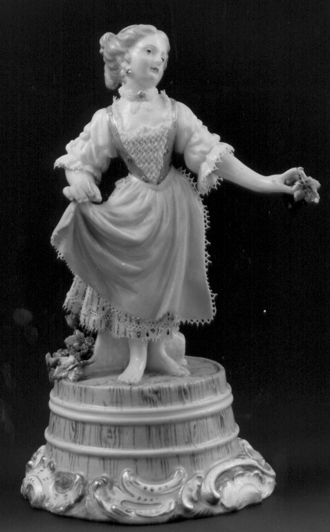 contadinella che danza su un tino (statuetta) - manifattura di Meissen (sec. XVIII)