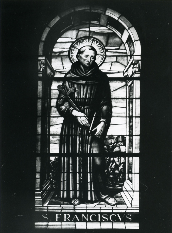San Francesco d'Assisi (vetrata, elemento d'insieme) di Giuliani Giulio Cesare (ultimo quarto sec. XIX)