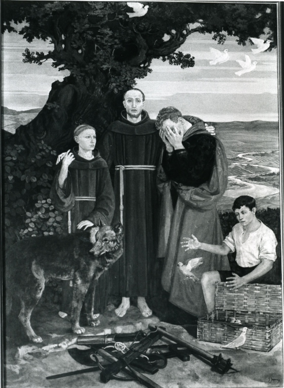 San Francesco d'Assisi e il lupo di Gubbio (dipinto) di Janni Guglielmo (sec. XVII)