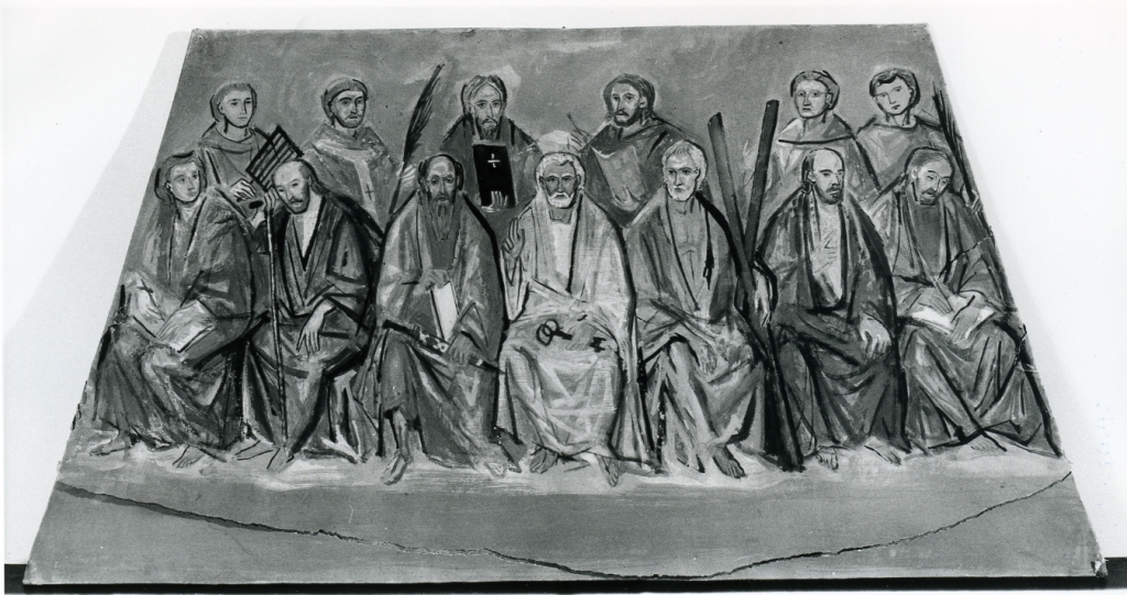 SS. Pietro e Paolo tra angeli (dipinto, ciclo) di Alessandrini Adriano (prima metà sec. XX)