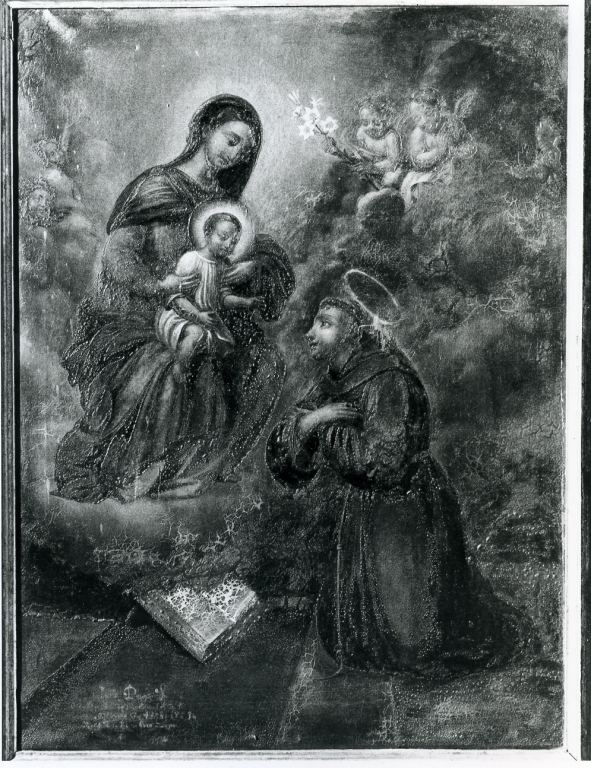 Apparizione della Madonna degli angeli a San Francesco d'Assisi (dipinto) - ambito romano (ultimo quarto sec. XIX)