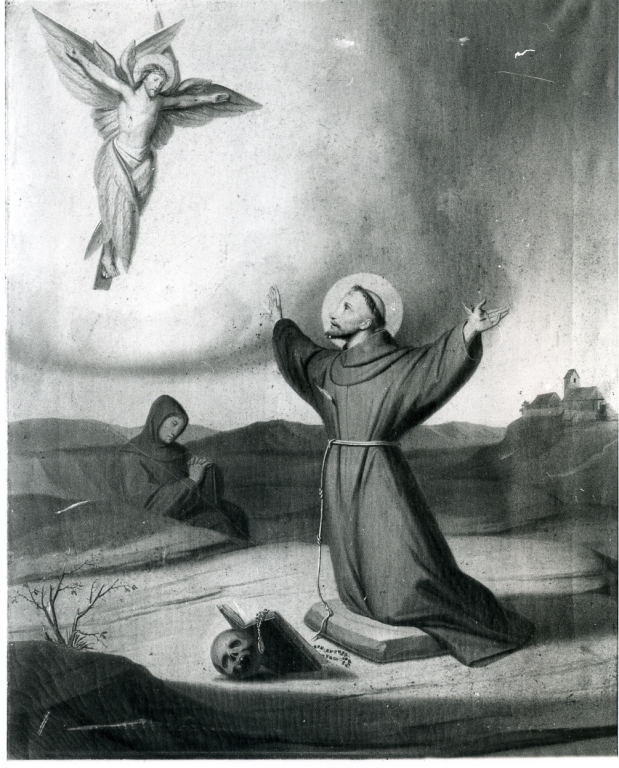San Francesco d'Assisi riceve le stimmate (dipinto) - ambito romano (seconda metà sec. XX)