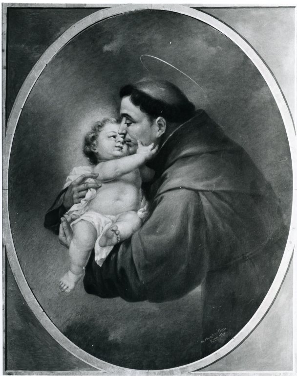 Sant'Antonio da Padova con il bambino (dipinto) - ambito spagnolo (secondo quarto sec. XX)