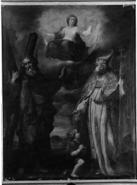 San Claudio e Sant'Andrea intercedono presso la Madonna per la Franca Contea (dipinto) di Gentile Luigi (metà sec. XVII)