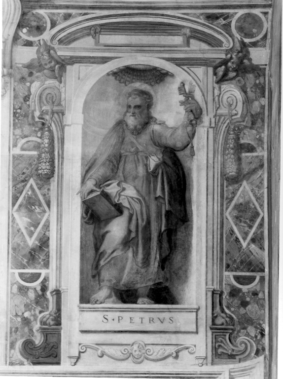 San Pietro (dipinto, elemento d'insieme) di Roncalli Cristoforo detto Pomarancio (cerchia) (fine sec. XVI)