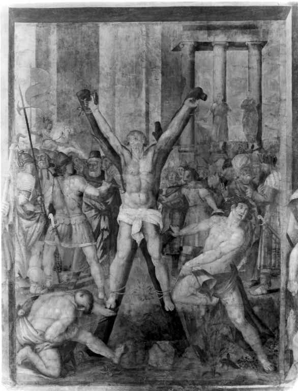 crocifissione di Sant'Andrea (dipinto, elemento d'insieme) - ambito romano (fine sec. XVI)