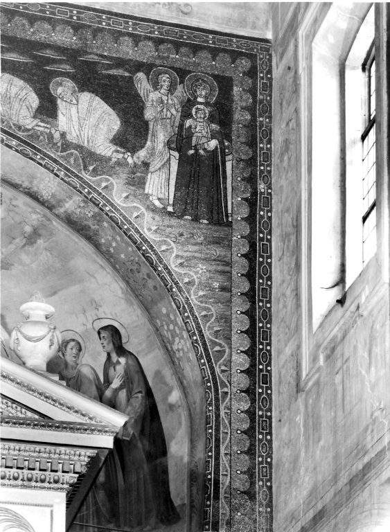 Maria Vergine (decorazione musiva, elemento d'insieme) - ambito romano (secc. VIII/ IX)