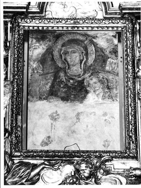 Madonna della Lampada, Madonna con Bambino in trono e angeli (dipinto) - ambito romano (prima metà sec. XIV)