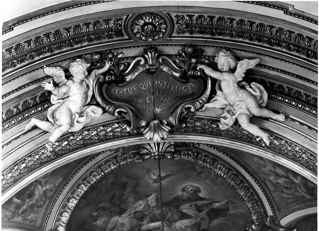angeli reggicartiglio (rilievo) - ambito romano (sec. XVIII)