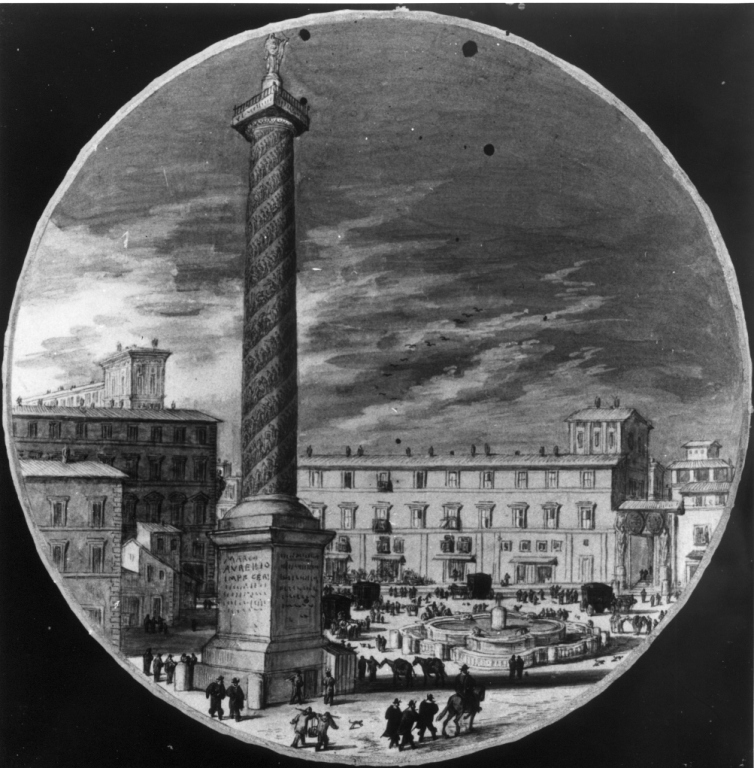 Piazza Colonna (dipinto) di Baur Johann Wilhelm (sec. XVII)