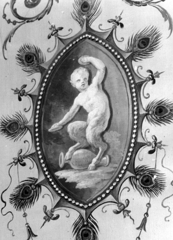 Piccolo satiro con cimbali e vaso (dipinto) di Rotari Pietro (sec. XVIII)