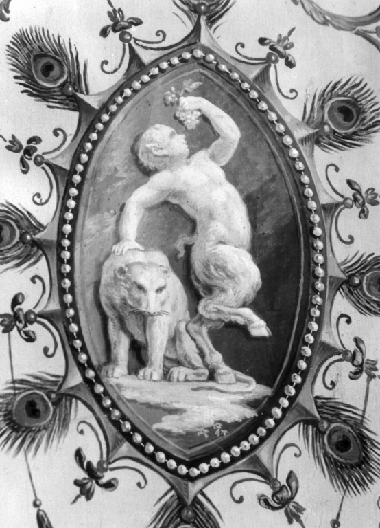 Piccolo satiro con uva e felino (dipinto) di Rotari Pietro (sec. XVIII)