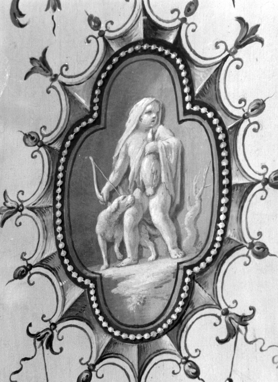 Putto con cane, oca e arco (dipinto) di Rotari Pietro (sec. XVIII)