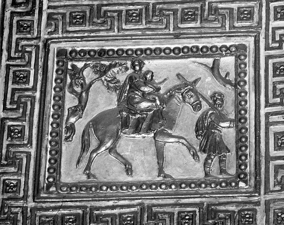 fuga in Egitto (rilievo) di De Vecchi Gaspare (bottega) (fine/inizio secc. XVI/ XVII)