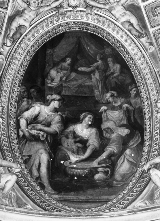nascita di Maria Vergine (decorazione pittorica) di Casolani Cristoforo (attribuito) (sec. XVII)