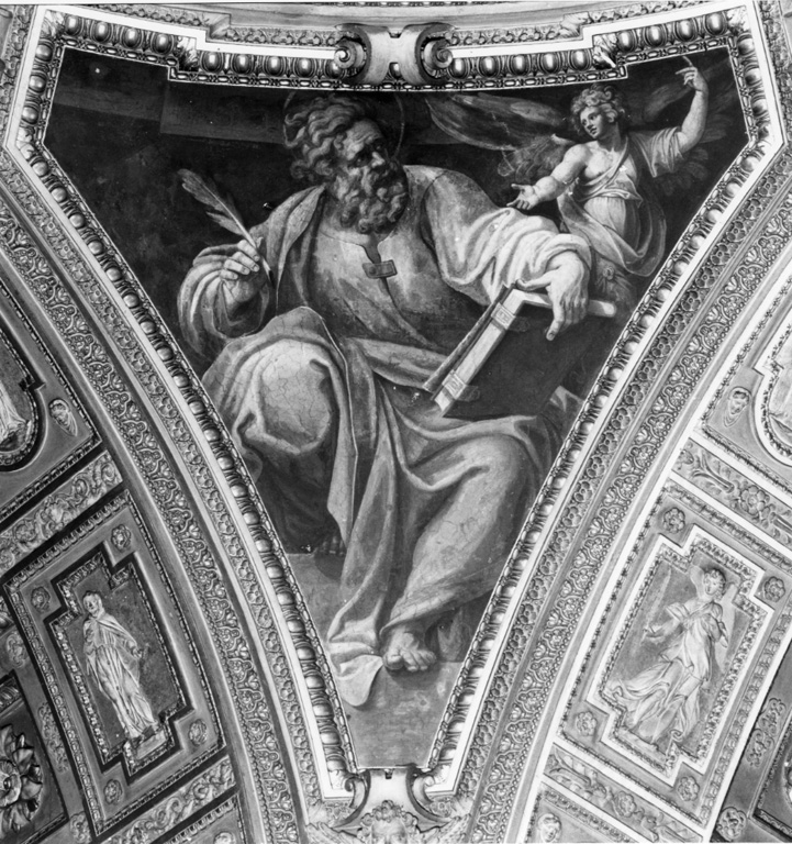 San Matteo Evangelista (decorazione pittorica, elemento d'insieme) di Casolani Cristoforo (attribuito) (sec. XVII)
