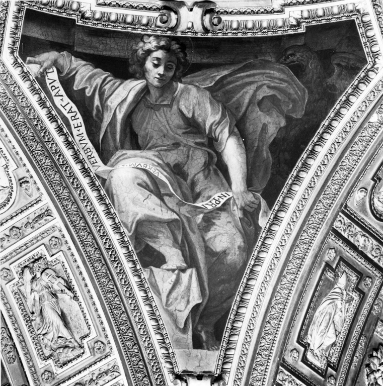 San Giovanni Evangelista (decorazione pittorica, elemento d'insieme) di Casolani Cristoforo (attribuito) (sec. XVII)