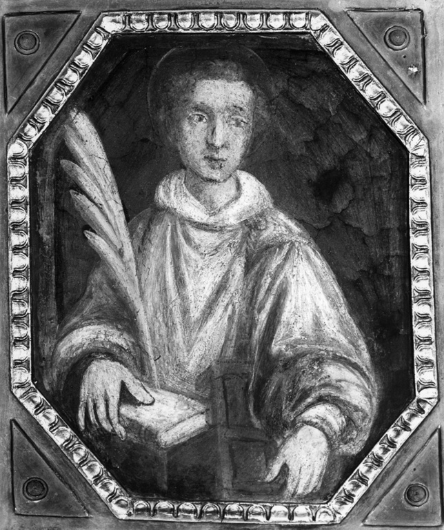 San Lorenzo (dipinto, elemento d'insieme) di Alberti Durante detto Durante del Borgo (attribuito) (sec. XVI)