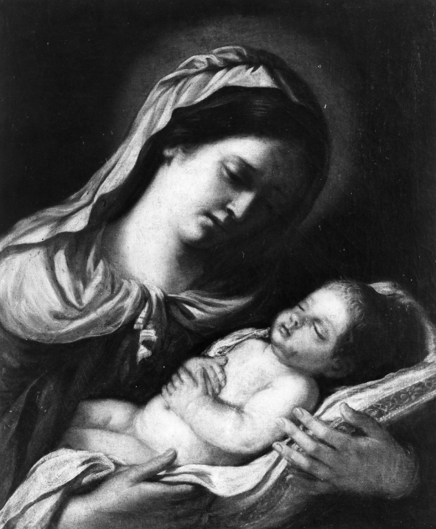 Madonna con Bambino dormiente (dipinto) di Barbieri Giovan Francesco detto Guercino (scuola) (prima metà sec. XVII)