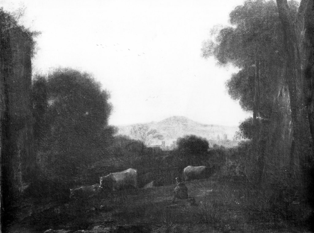 tre mucche in un paesaggio (dipinto) di Dughet Gaspard detto Pussino (scuola) (seconda metà sec. XVII)
