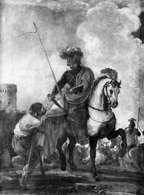 San Martino dona parte del mantello al povero (dipinto) - ambito napoletano (seconda metà sec. XVII)