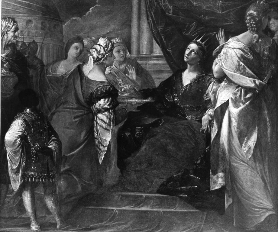 la regina Artemisia beve le ceneri di Mausolo (dipinto) di Dal Sole Giovan Gioseffo (fine/inizio secc. XVII/ XVIII)
